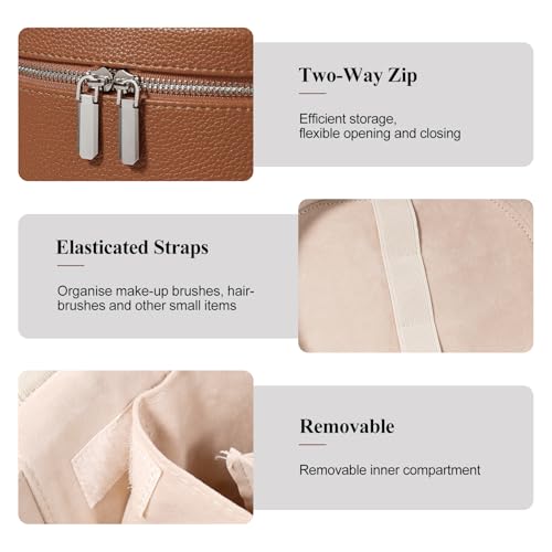 Makeup Bag, Travel Make up Case with Compartments and Handle, Portable Cosmetic Organizer Bags,Toiletry Bag for Women
