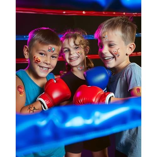 165Pcs Boxing Tattoos Stickers - 18 Sheets Boxing Glove Party Favors Temporary Tattoos for Boxing Theme Birthday Party Decorations, Boxing Fight Night Party Decorations, Boxing Party Gift Prizes