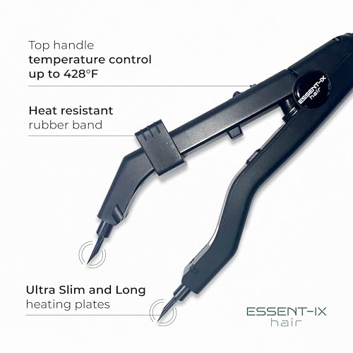Professional Keratin Fusion Tool for Hair Extensions ? Slim Long Heating Plates, Adjustable Temperature, Rapid Heat-UP, Seamless Fusion, Root Access, Salon-Quality Keratin Glue Gun (Black)