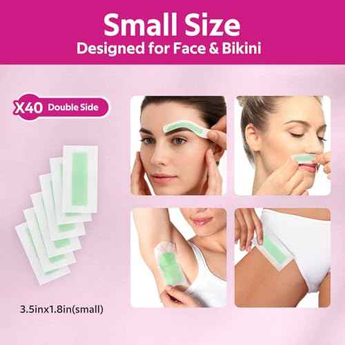 60 Count Face Wax Strips for Hair Removal, All-in-One Waxing Strips for Face, eyebrows, lip, chin & Body | 40ct Facial Wax Strips,20ct Body Waxing Strips & 4 Calming Wipes (Red)