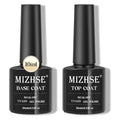MIZHSE 2 Pcs Gel Base and No Wipe Top Coat Set for Long-Lasting Shine