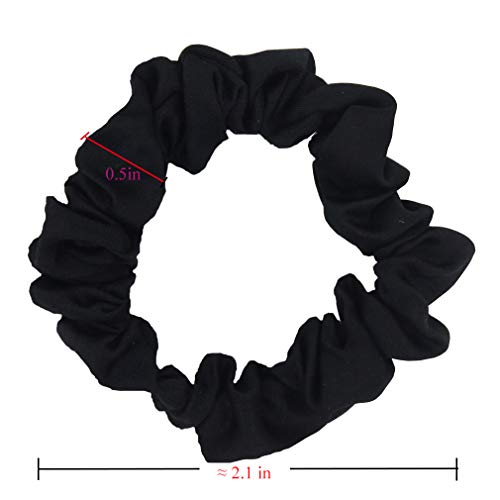 Furling Pompoms 32pcs Satin Hair Scrunchies Elastic Hair Ties Thin Hair Ropes Ponytail Holders for Women Accessories Black Hair Bands