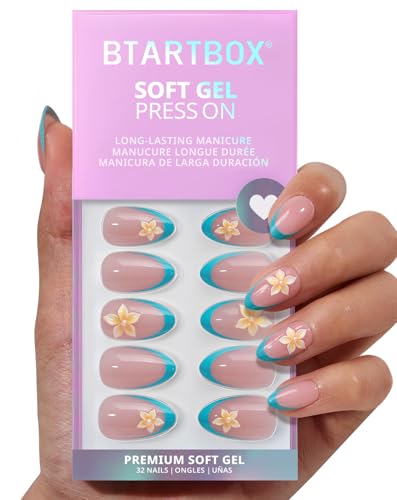 BTArtbox Blue Mojito Press On Nails - Short Almond 32Ct Kit