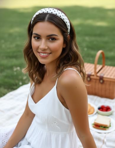 Polka Dot Headbands for Women Non-Slip Wide 1 inch 2PC