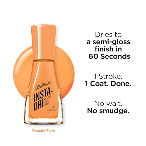 Sally Hansen Insta-Dri Electric Feels Nail Polish 352 Peachy Flare Neon Orange 0.31 Fl Oz