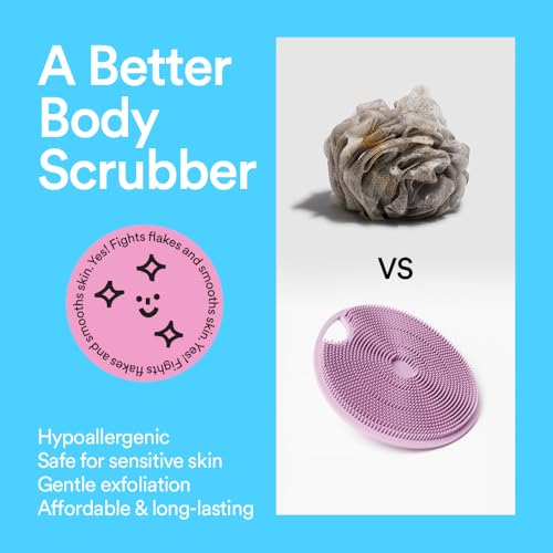 Boie USA Body Scrubber with Handle - Exfoliating, Hypoallergenic