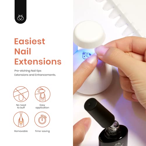 Beetles Gel Polish Nail Extension Kit 240 Pcs Gelly Tips Full Matte Short Coffin Shape 5 in 1 Glue Uv Led Lamp & Jelly Gel Polish Nude Pink Color Neutral Translucent Set Soak Off Nail Lamp Manicure