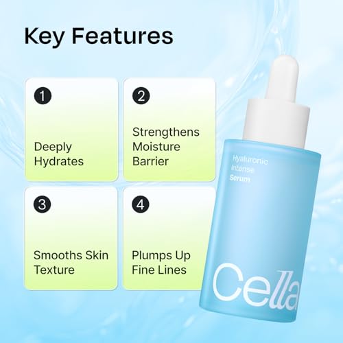Celladix Hyaluronic Intense Serum ? 95% Pure Hyaluronic Acid with Jeju Deep Sea Water & Peptides ? 100 Hours of Hydration, Gentle Soothing Care for Radiant Skin ? Korean Skincare, 1.01 Fl Oz