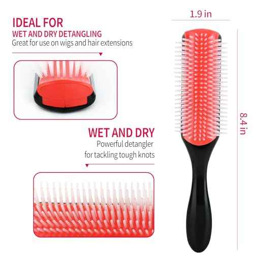 Hair Brush set for Curly, Detangling Hair Brush for Afro America/African Hair Textured 3a to 4c, Detangler Brush for Women Men Kids Styling Defining (Pink)