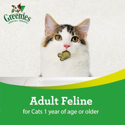 Greenies Feline Adult Natural Dental Care Cat Treats, Catnip Flavor, 2.1 oz. Pouch