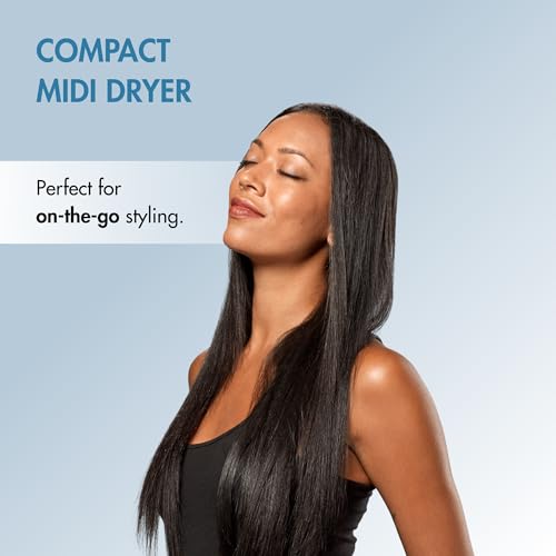 Compact Midi Hair Dryer, 1000 watts, Great for Travel or touchups, Includes Diffuser and Concentrator