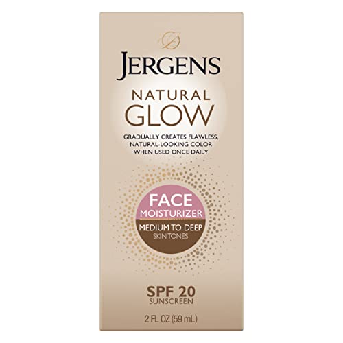 Jergens Natural Glow Self Tanner Face Moisturizer & Natural Glow In Shower Lotion, Self Tanner for Medium to Deep Skin Tone