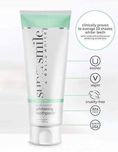 Supersmile Extra White Professional Teeth Whitening Toothpaste - Clinically Proven to Remove Stains & Whiten Teeth Up to 9 Shades - No Sensitivity (Triple Mint, 7 Oz), 7 oz.