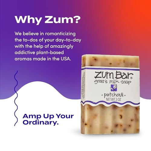 Zum Indigo Wild Goat's Milk Soap Bar - Bar Soap for Hands & Body Made with Essential Oils - 3 oz - Patchouli (6 Pack)
