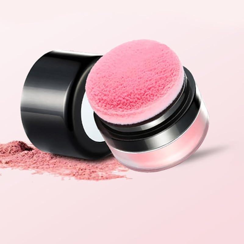 Loose Powder Blush with Puff - Coral Red Shimmer