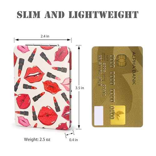 Quality Vanity Compact Makeup Mirror for Girls Women, Stylish Slim Travel Cosmetic Mirrors for Pocket Purse Wallet Handbag, Portable Magnifying Handheld Small Mirror Foldable Cute Lightweight