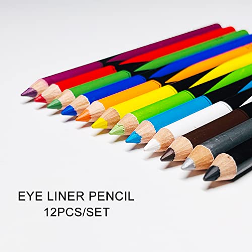 12-Color Waterproof Multi-Use Eyeliner Pencil Set