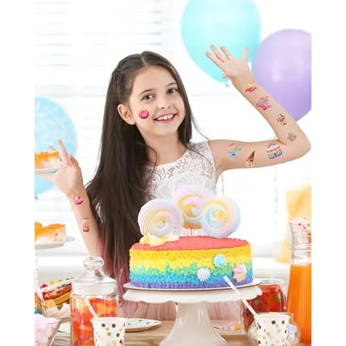 ANTING 244 Pieces Cute Candyland Temporary Tattoos Stickers,20 Sheets Candy Land Lollipop Donut Themed Tattoos Stickers Party Decoration favors for Kids Girl Boys Birthday Baby Shower Sweet Shop