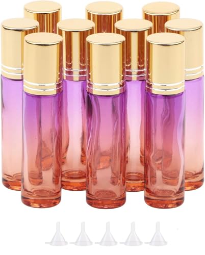 Ellbest 10ml Essential Oil Roller Bottles, 10-Pack Glass with Stainless Steel Balls