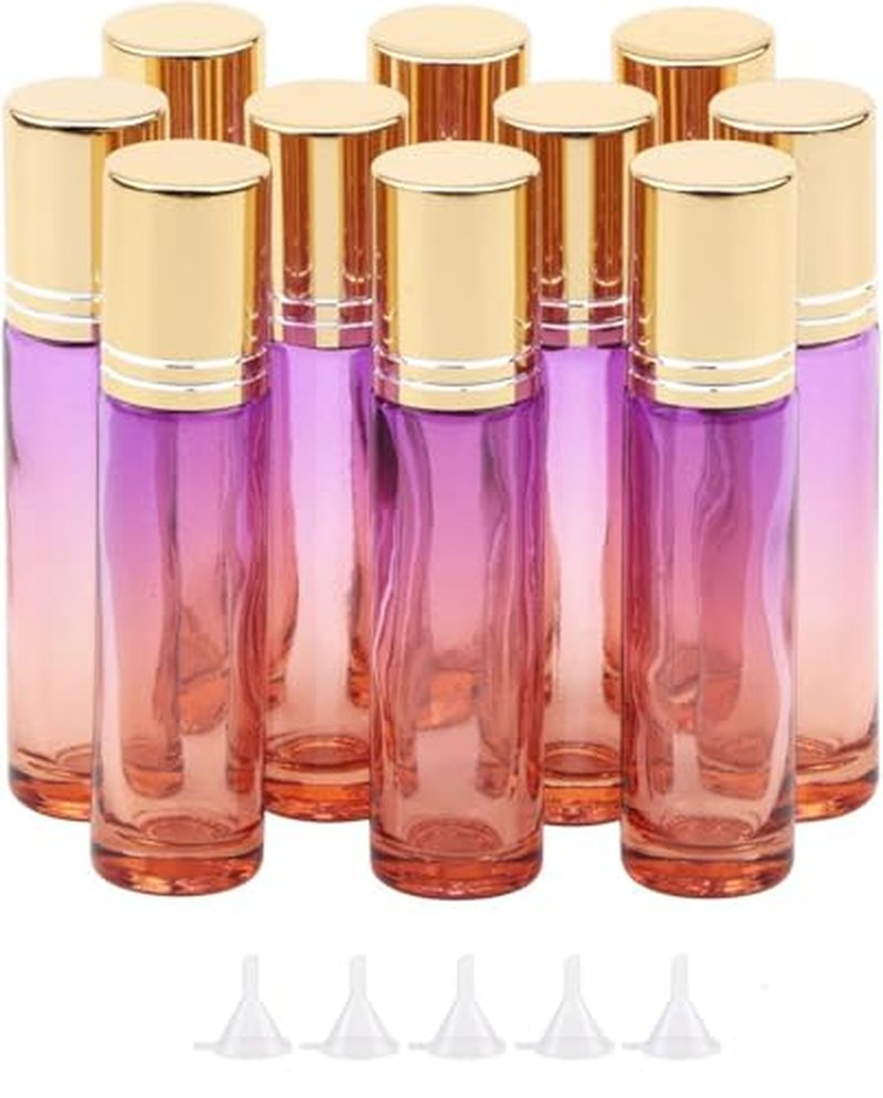 Ellbest 10ml Essential Oil Roller Bottles, 10-Pack Glass with Stainless Steel Balls