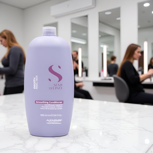 Alfaparf Milano Semi Di Lino Smooth Conditioner for Frizzy and Rebel Hair - All Soft Detangling Conditioner with Flax Seed for Humidity Control - Anti Frizz & Hair Straightening Treatment