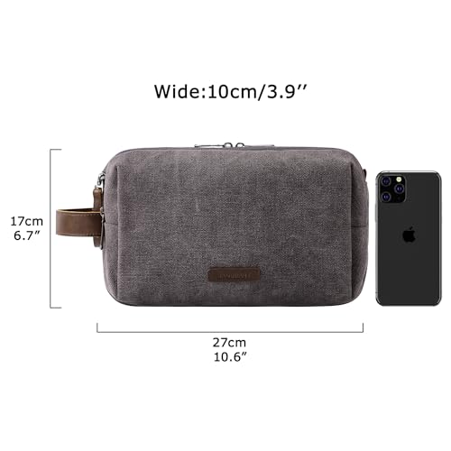 BAGSMART Canvas Toiletry Bag for Men, Water-Resistant Dopp Kit