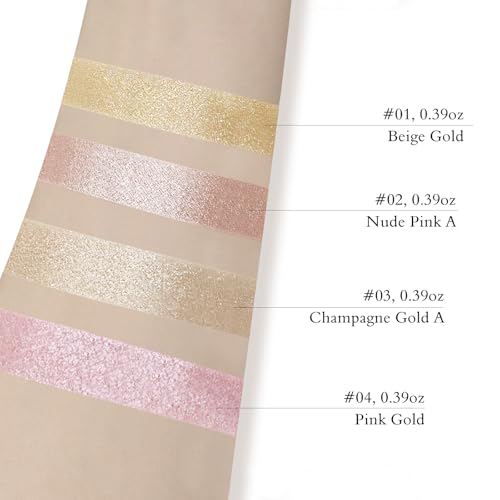 LSxia Highlighter Makeup Palette - Pink Gold Shimmer