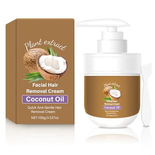 Women’s Coconut Oil Facial Hair Removal Cream - Gentle, Moisturizing, 3.52oz