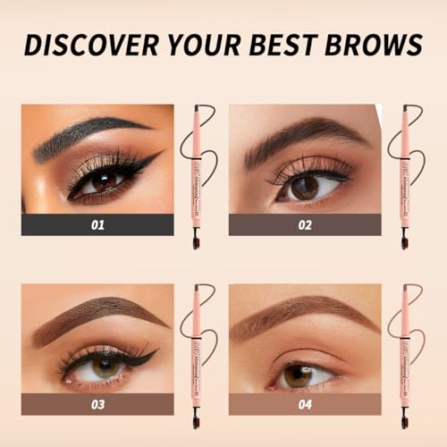 USHAS 2 Pcs Eyebrow Pencil - Eyebrow Pencil with Brush 2-in-1 Dual-Ended EyeBrow Pencils for Women, Eyebrow Makeup Shaper and Filler, Last All-Day and Waterproof (03, Pack of 2)