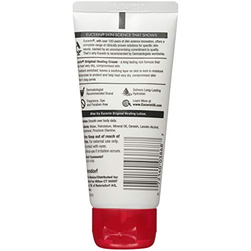 Eucerin Original Healing Cream - Fragrance Free, Rich Lotion for Extremely Dry Skin - 2 oz. Tube (Pack of 6)