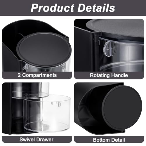 Black 2-Tier Hair Accessories Organizer with Rotating Brush Holder