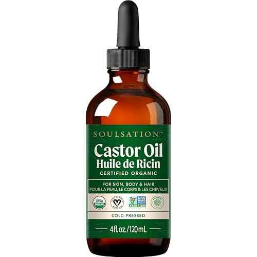 Organic Castor Oil 100% Pure (4oz) - For Eyelashes, Eyebrows, Face, Hair & Skin - Cold Pressed Unrefined Glass Bottle