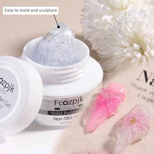 Clear Solid Builder Gel For Nails, 30g Hard Gel for Nails with Silicone Molds for Carving Non-Sticky Building 3D Sculpture Flowers Modeling Design Professional Manicure Supplies