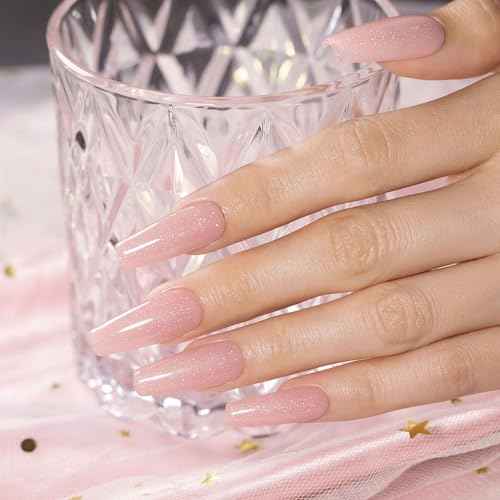 RARJSM Nude Glitter Rubber Base Gel Nail Polish Icy Jelly Pink Rainbow Shimmer Rubber Base for Nails Iridescent Brush on Quick Extend Builder Hard Gel Soak Off Curing Requires 15ml French Manicure