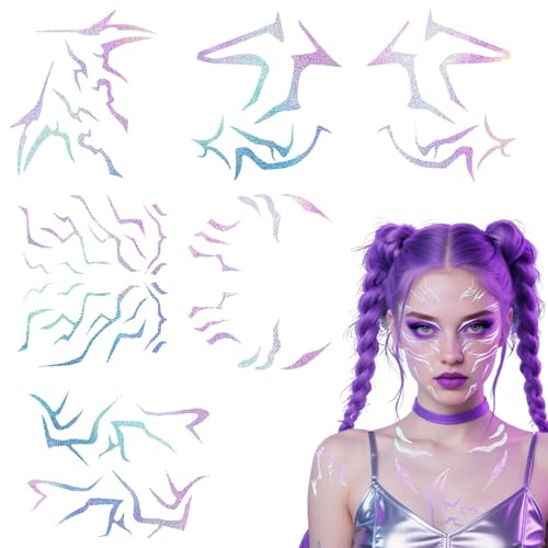 Purple Temporary Tattoos - 6 Sheets Waterproof Body Art