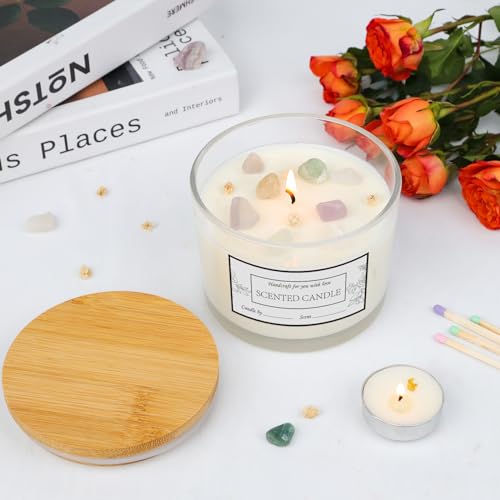 CONNOO 8 Pack 12 Oz Clear Glass Candle Jars with Bamboo Lids