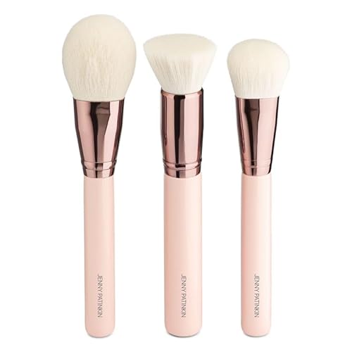 Jenny Patinkin Sustainable Luxury Complexion Brush Set ? 3-Piece Vegan Makeup Brushes for Powder, Bronzer/buff & Foundation ? Eco-Friendly ? 2.5x More Bristles for Flawless Application