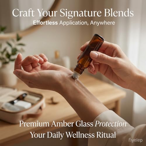 12-Pack 10ml Amber Glass Roller Bottles for Essential Oils