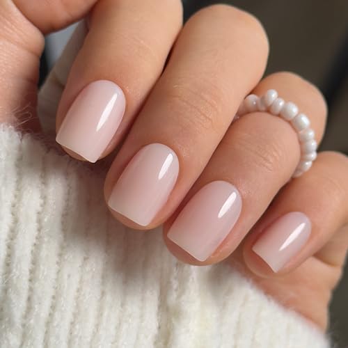 CurvLife Press On Nails Short Square French Tip Soft Gel