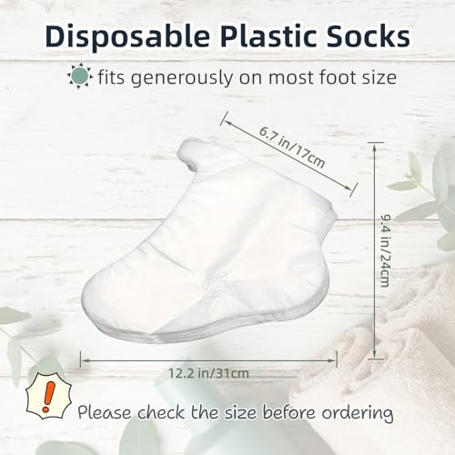 Disposable Plastic Booties for Moisturizing Feet & Paraffin Wax - 100 Pack