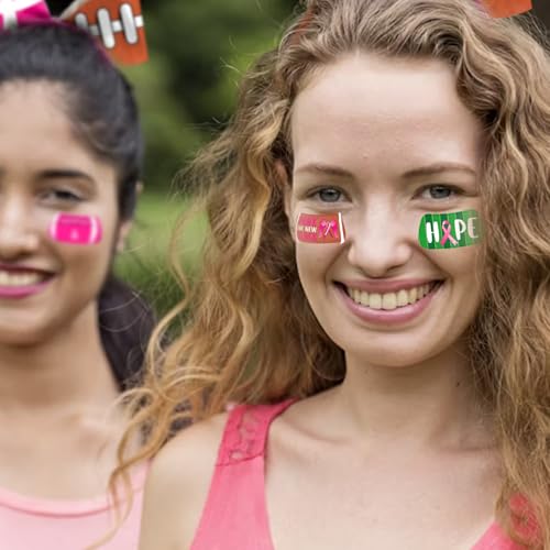 Pink Ribbon Football Face Tattoos - 192 Pieces Breast Cancer
