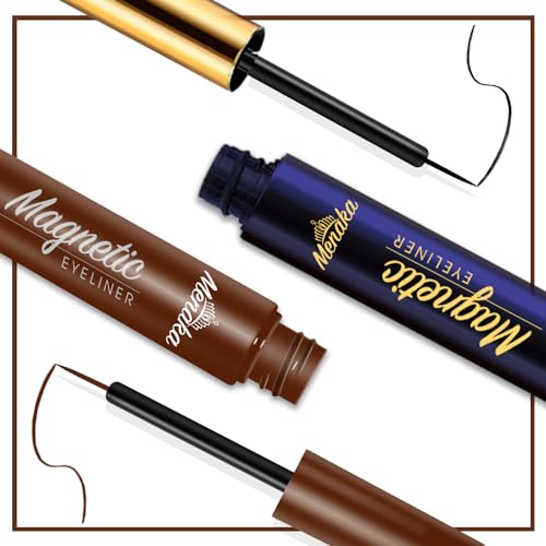 MENAKA Magnetic Lashes Nautral Looking False Eyelashes Russian Strip Lashes Mink Wispy Fluffy Lashes Pack D Curl Thick Full Volume Cat Eye Lashes 10 Pairs£¨2 black+2 brown)
