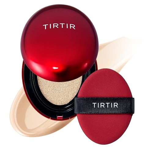 TIRTIR Mask Fit Red Cushion Foundation | Full coverage, Weighless, Skin fit, Satin Glow Finish, Korean cushion foundation (#17N Vanilla, 0.63 Fl Oz (Pack of 1))