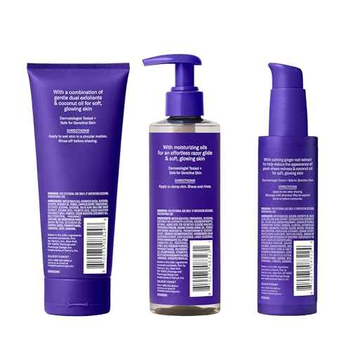 Flamingo 3-Step Shaving Set for Women - Smoothing Prep Scrub, Nourishing Shave Oil, and Soothing Post Shaving Serum - Glow Shave Collection