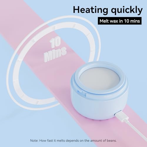 Nose Ear Eyebrow Upper Lip Waxing Kit for Men & Women - 50g Wax, 6 Sticks, 6 Nose Applicators, Portable Wax Warmer with Smart Temp Control & Red/Green Light Guidance, Multi-Use Home & Travel