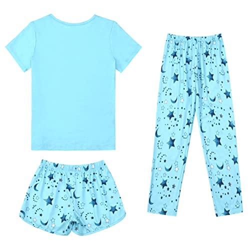 Mirawise Girls 3 Pc Pajamas Sleepwear Cotton Pjs Clothes Set 4-13 Years