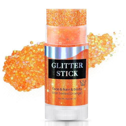 Vibrant Orange Body & Hair Glitter Stick - Waterproof Shimmer