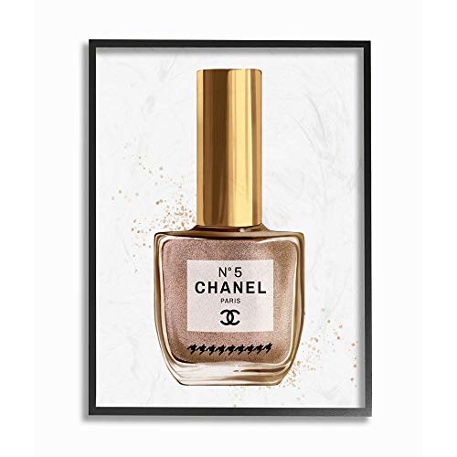 Stupell Industries Makeup Nail Polish Brown Gold Fashion Design Framed Wall Art, Multi-Color