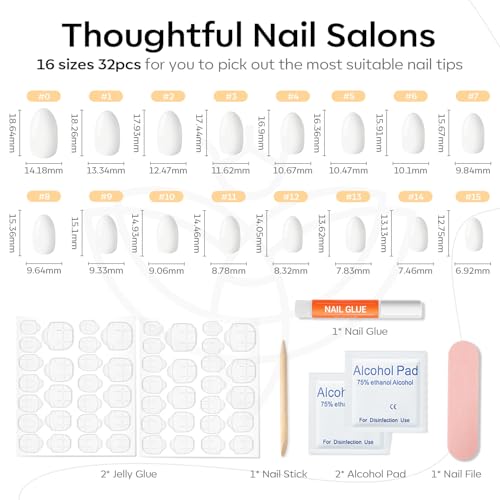Modelones Press On Nails - 32Pc Oval Fake Nails Kit with Glue