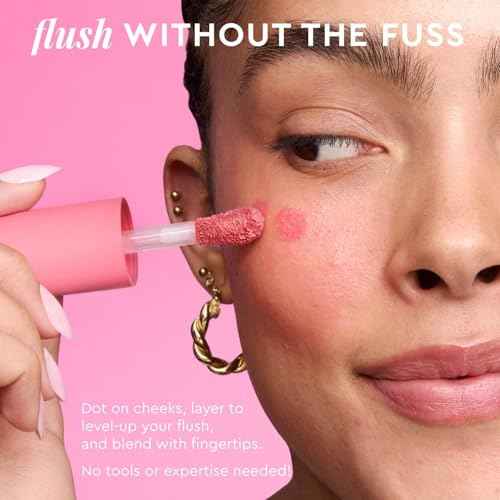 Glow Recipe Niacinamide Dewy Flush Tinted Liquid Blush Serum - Glowy Blush for Cheeks to Smooth, Hydrate & Brighten - Liquid Korean Makeup with Buildable Soft Pink Tint - Watermelon Flush (0.4 oz)